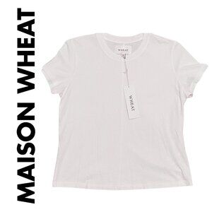 MAISON WHEAT Charlotte Crew Neck Tee Size Medium White New with Tags